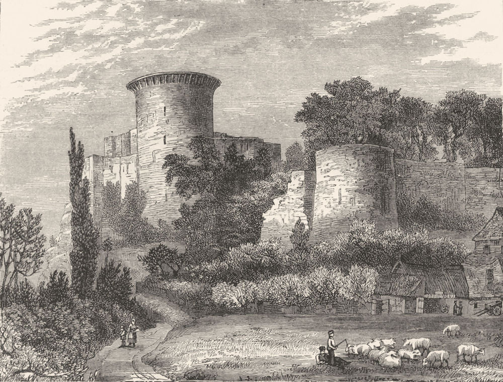 FRANCE. Falaise Castle c1878 old antique vintage print picture